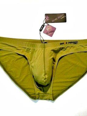 Brave Person Men's Swim Bikini Brief - Olive Green - Contoured Pouch (BP9791-OL)